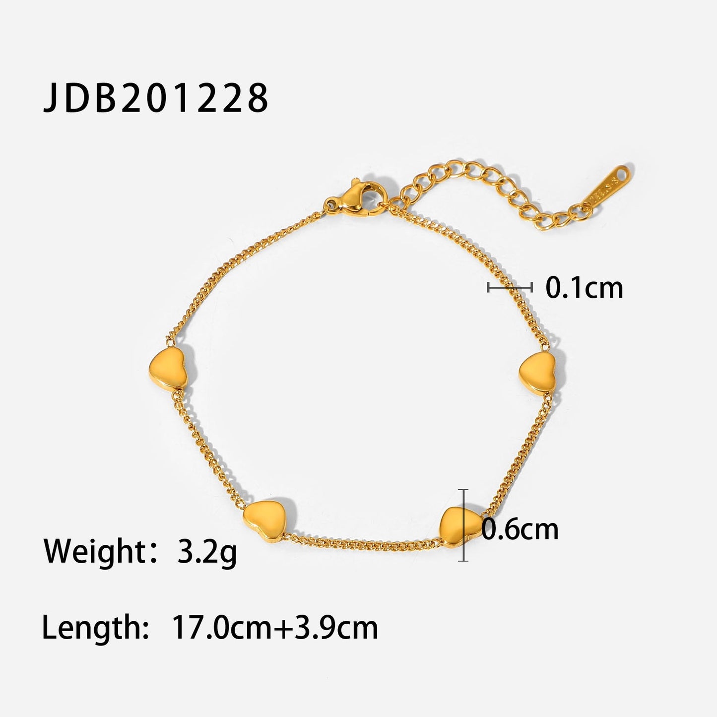 18K Gold Minimalist Heart Bracelet