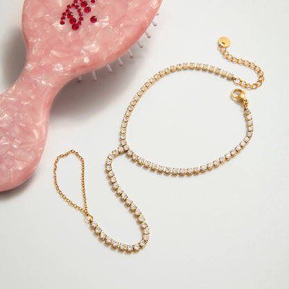 18K Gold Waterproof Aura Tennis Hand Chain Bracelet