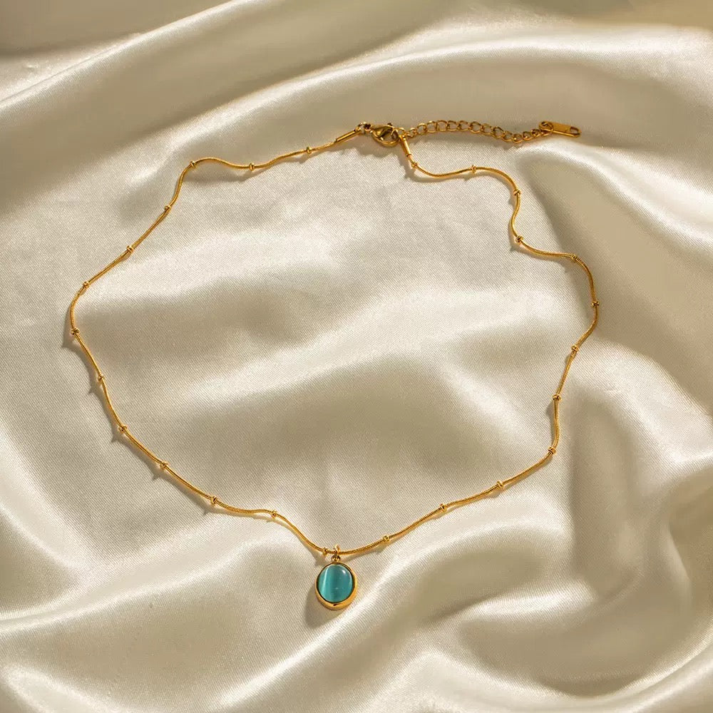 18K Gold Ocean Eye Pendant Necklace