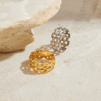 18K Gold Status Watch Band Chain Ring