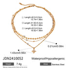 18K Gold Northern Star Pendant Chain Layered Necklace Set