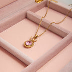 18K Gold Pink Majesty Bow Pendant Necklace