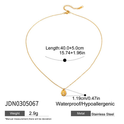 18K Gold Cascading Sun Pedant Paperclip Chain Layered Necklace Set