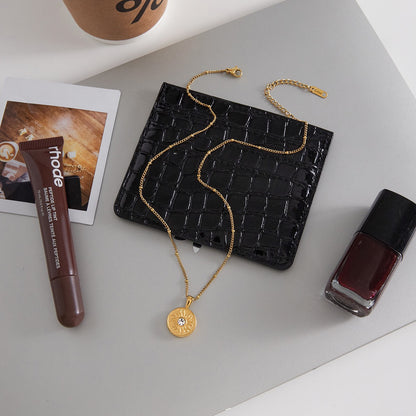 18K Gold Cosmic Desire Sun and Moon Double Side Coin Pendant Necklace