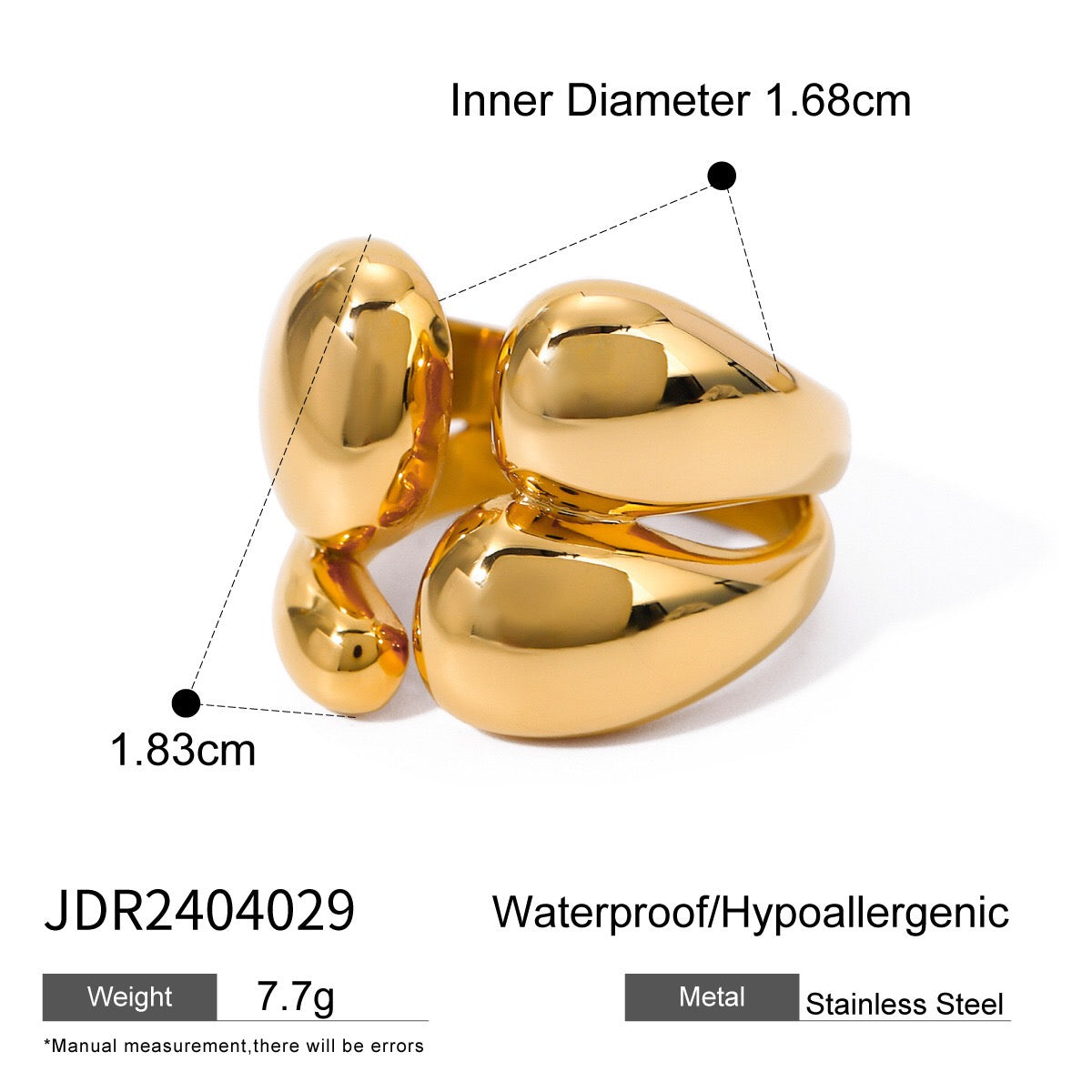 18K Gold and Silver Two Tone Wrapped Statement Cuff Ring
