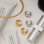 18K Gold Unique Huggie Ear Cuffs