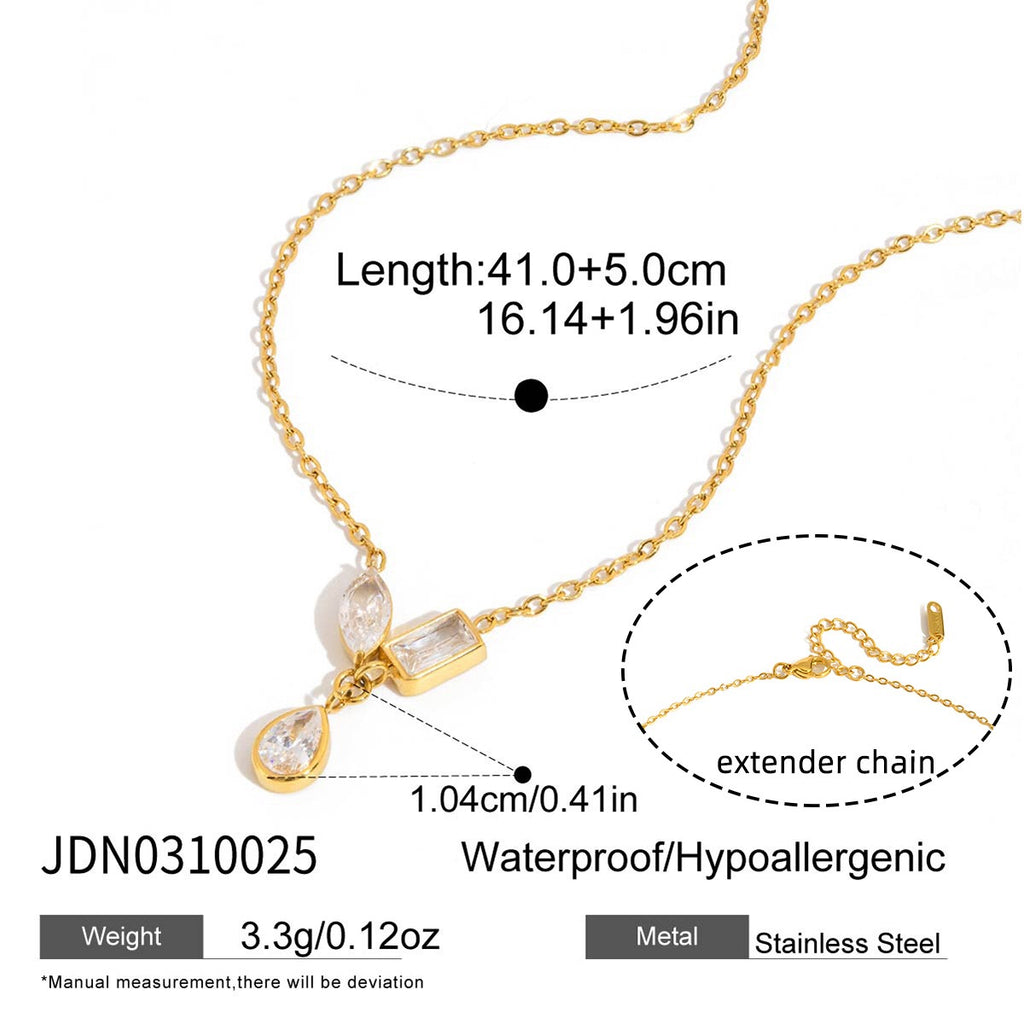 18K Gold Cherish Minimalist Bezel Dainty CZ Necklace