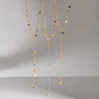 18K Gold Milky Way Y Shape Lariat Chain Necklace