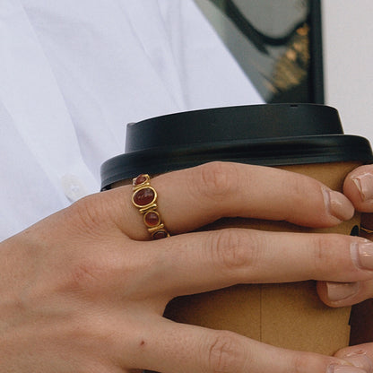 18K Gold Royal Tiger Eye Gemstone Stacking Ring