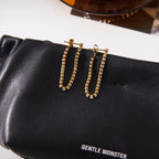 18K Gold Glimmer Dainty Tennis Chain Dangle Drop Earrings