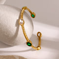 18K Gold Emerald Bangle Bracelet