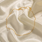18K Gold Delicate Beaded Chain Choker Necklace