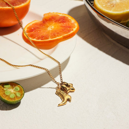 18K Gold Star Cowboy Boots Charm Pendant Necklace
