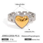 18K Gold and Silver Two Tone Delicate Heart Watch Band Ring