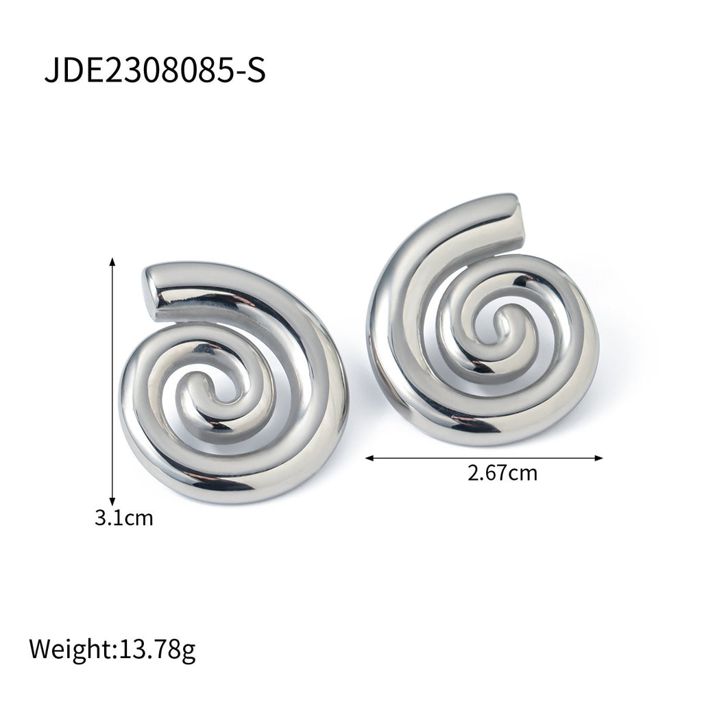 18K Gold Chic Swirl Statement Stud Earrings