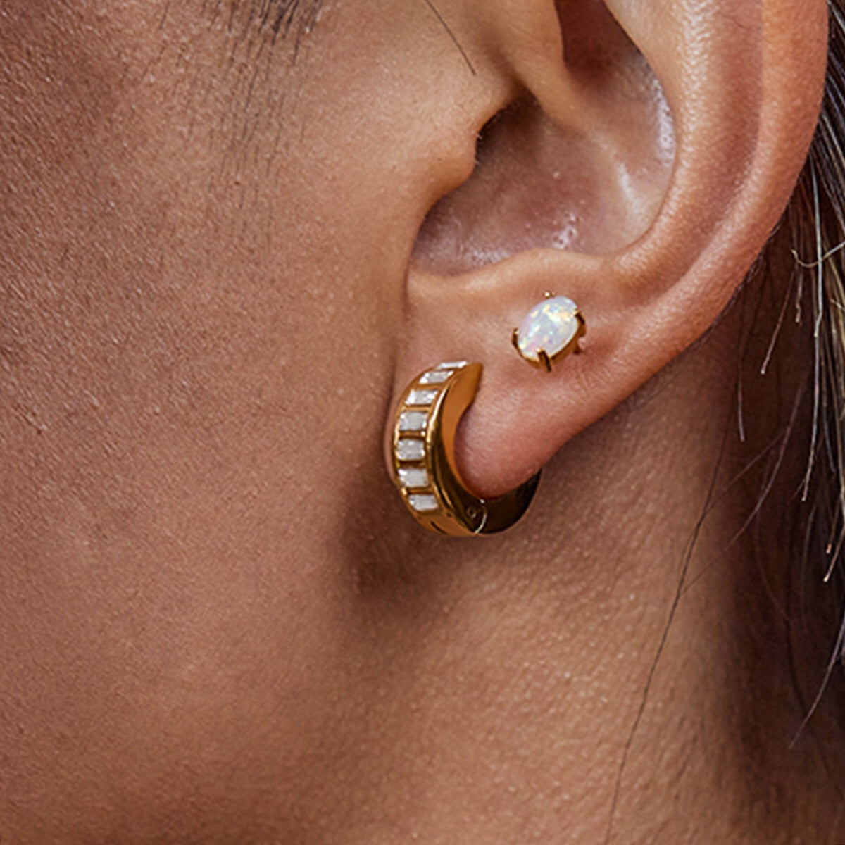 18K Gold Temptation Bling Small Hoop Huggie Earrings