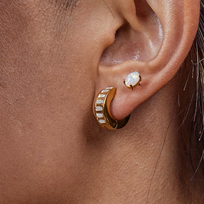 18K Gold Temptation Bling Small Hoop Huggie Earrings