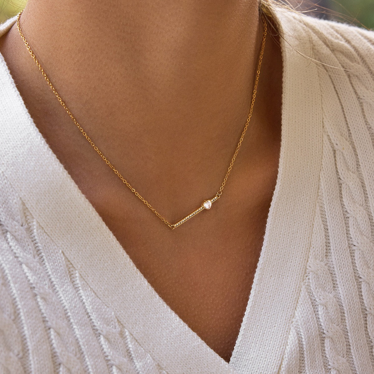 18K Gold Fully Iced Pave Heart Plate Pendant Necklace