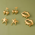 18K Gold Golden Drip Cherry Lips Star Statement Stud Earrings