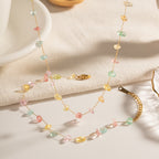 18K Gold Gemstone Crystal Bracelet