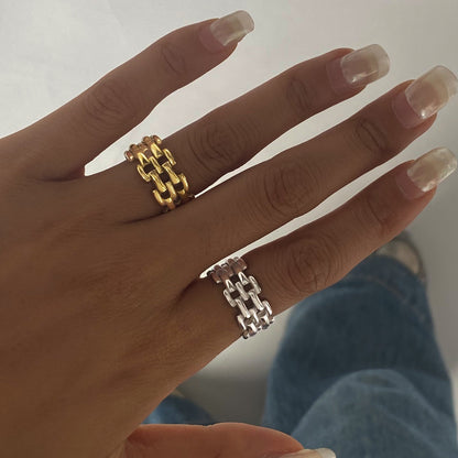 18K Gold Status Watch Band Chain Ring