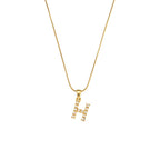 18K Gold Pearl Initial Pendant Necklace