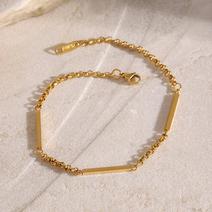 18K Gold Bar Chain Bracelet