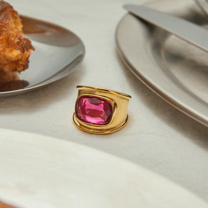 18K Gold Power Pink Statement Cocktail Ring