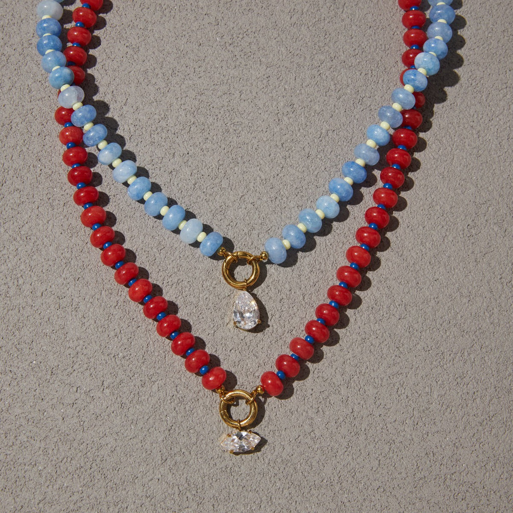 18K Gold Color Therapy Beaded Pendant Necklace