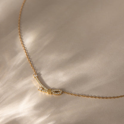 18K Gold The Promise Knot Pave Dainty Pendant Necklace