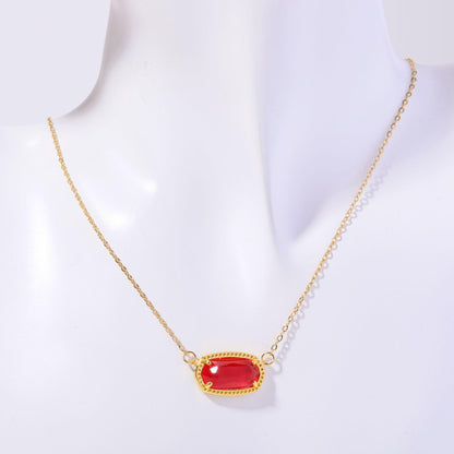 18K Gold Trendy Birthstone Pendant Necklace