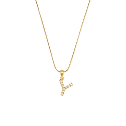 18K Gold Pearl Initial Pendant Necklace