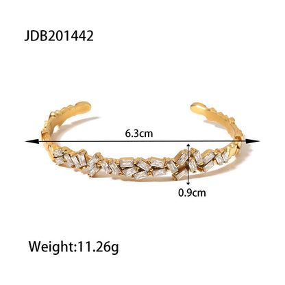 18K Gold Empire Glam CZ Bangle Bracelets Stack
