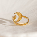 18K Gold Celestial Affair Sun and Moon Opal Statement Ring