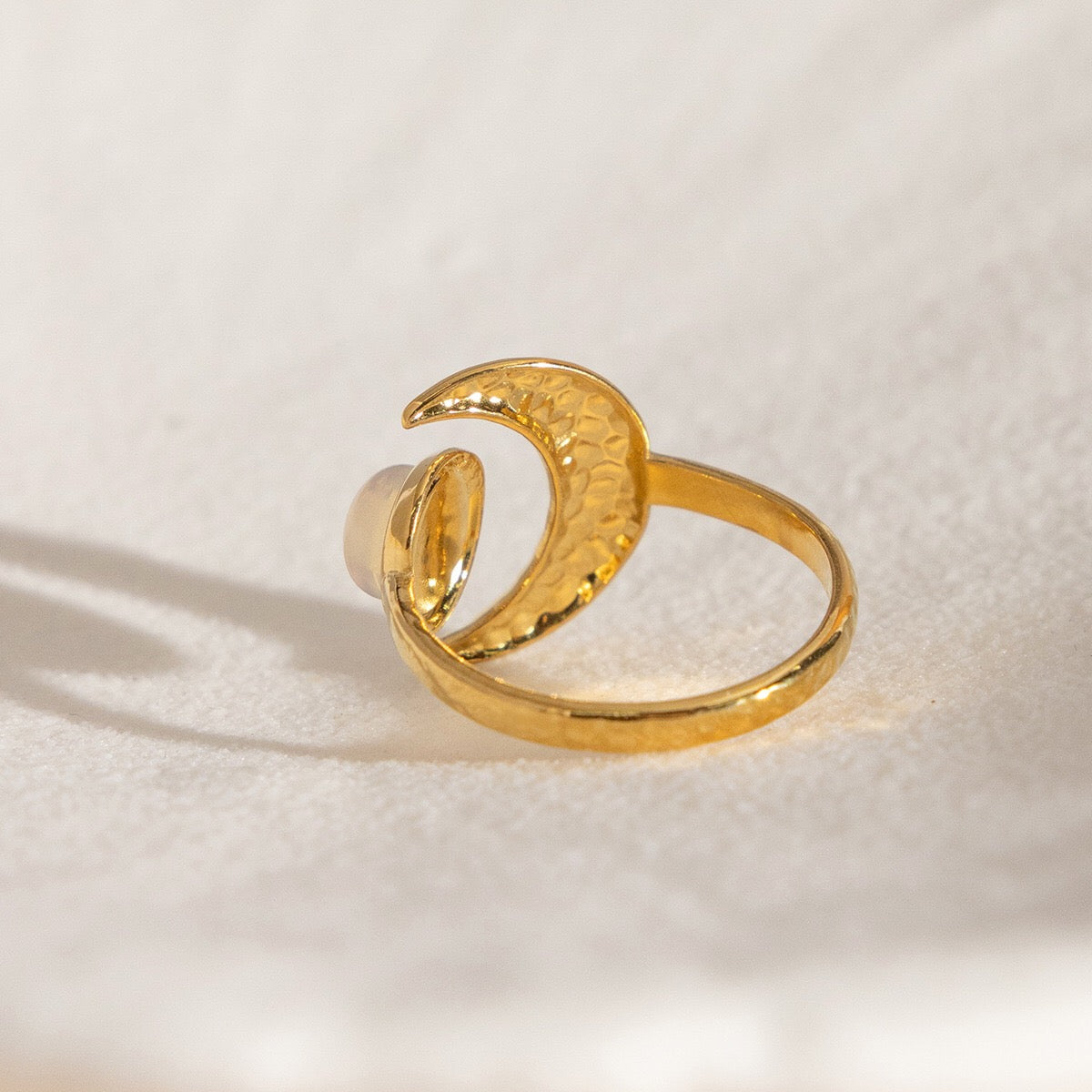 18K Gold Celestial Affair Sun and Moon Opal Statement Ring