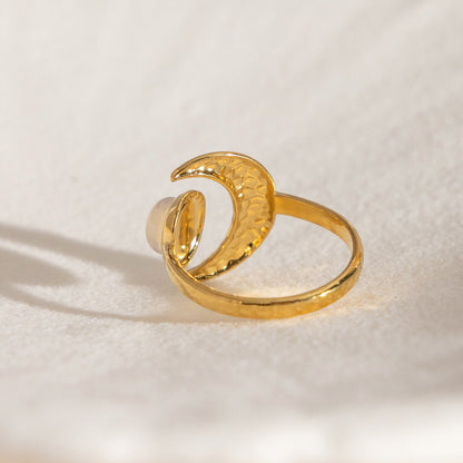 18K Gold Celestial Affair Sun and Moon Opal Statement Ring