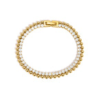 18K Gold The Pairing Simple Tennis Beaded Double Chain Dainty Bracelet Stacks