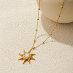 18K Gold Opal Forever Sun Pendant Statement Charm Necklace