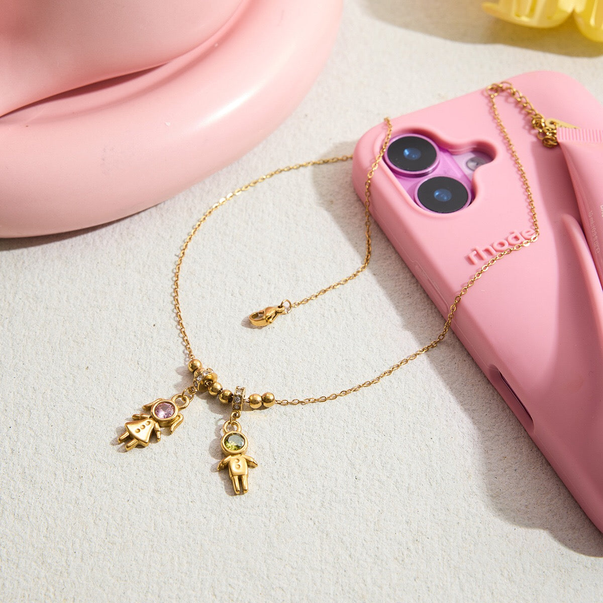 18K Gold Perfect for Mama Boy and Girl Charm Necklace