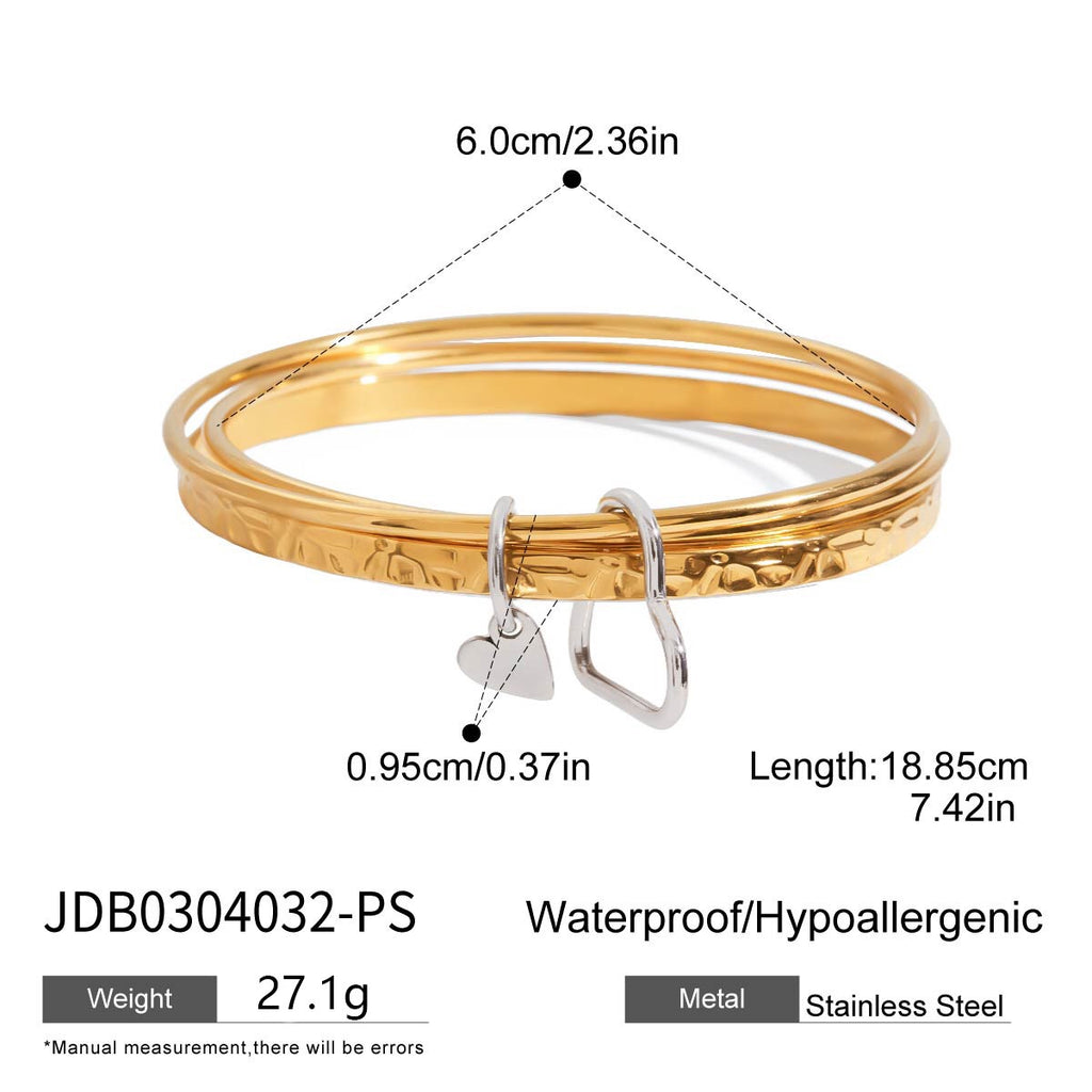 18K Gold and Silver Two Tone Spinelli Slim Bangle Bracelets Stack