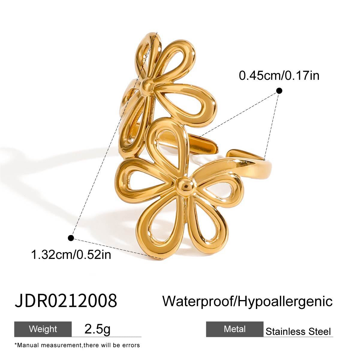 18K Gold and Silver Two Tone Floral Kiss Flower Wrap Around Ring