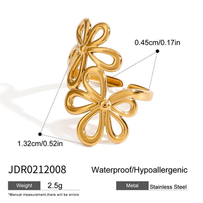 18K Gold and Silver Two Tone Floral Kiss Flower Wrap Around Ring