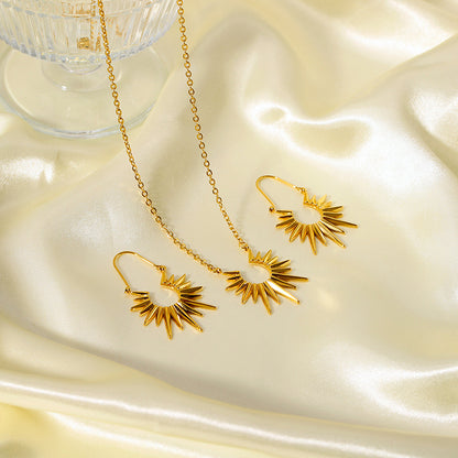 18K Gold Glowing Sun Dangle Earrings