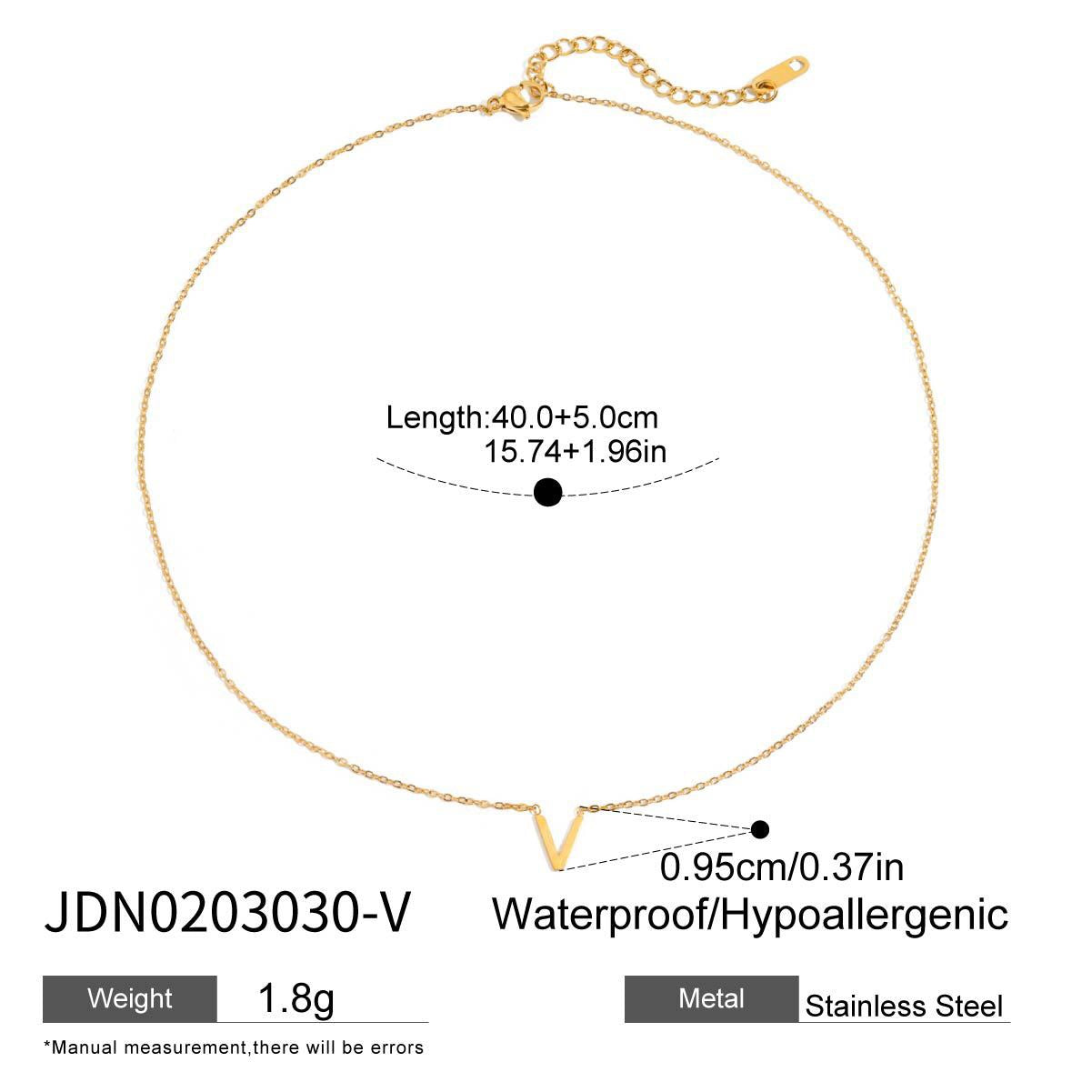 18K Gold Minimalist Initial Letter Dainty Chain Necklace