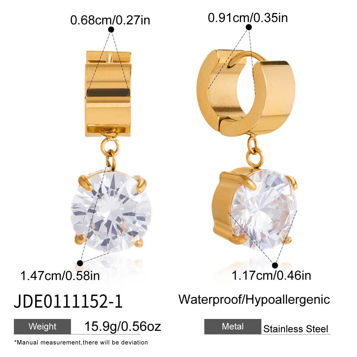 18K Gold Diamond Drip Small Hoop Dangle Huggie Earrings