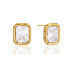 18K Gold The Heiress Radiant Bezel Stud Earrings