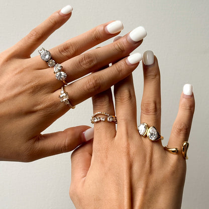 18K Gold Diamond Royale Statement CZ Cocktail Ring