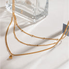 18K Gold Moonlit Tear Dainty Chain Layered Necklace Set