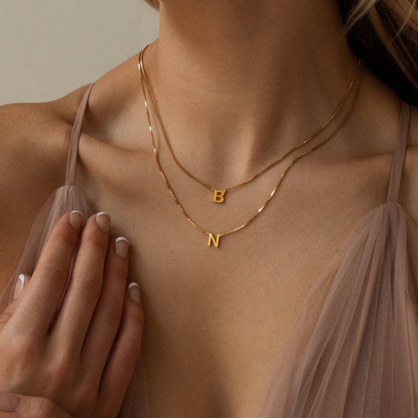 18K Gold Minimalist Initial Letter Necklace