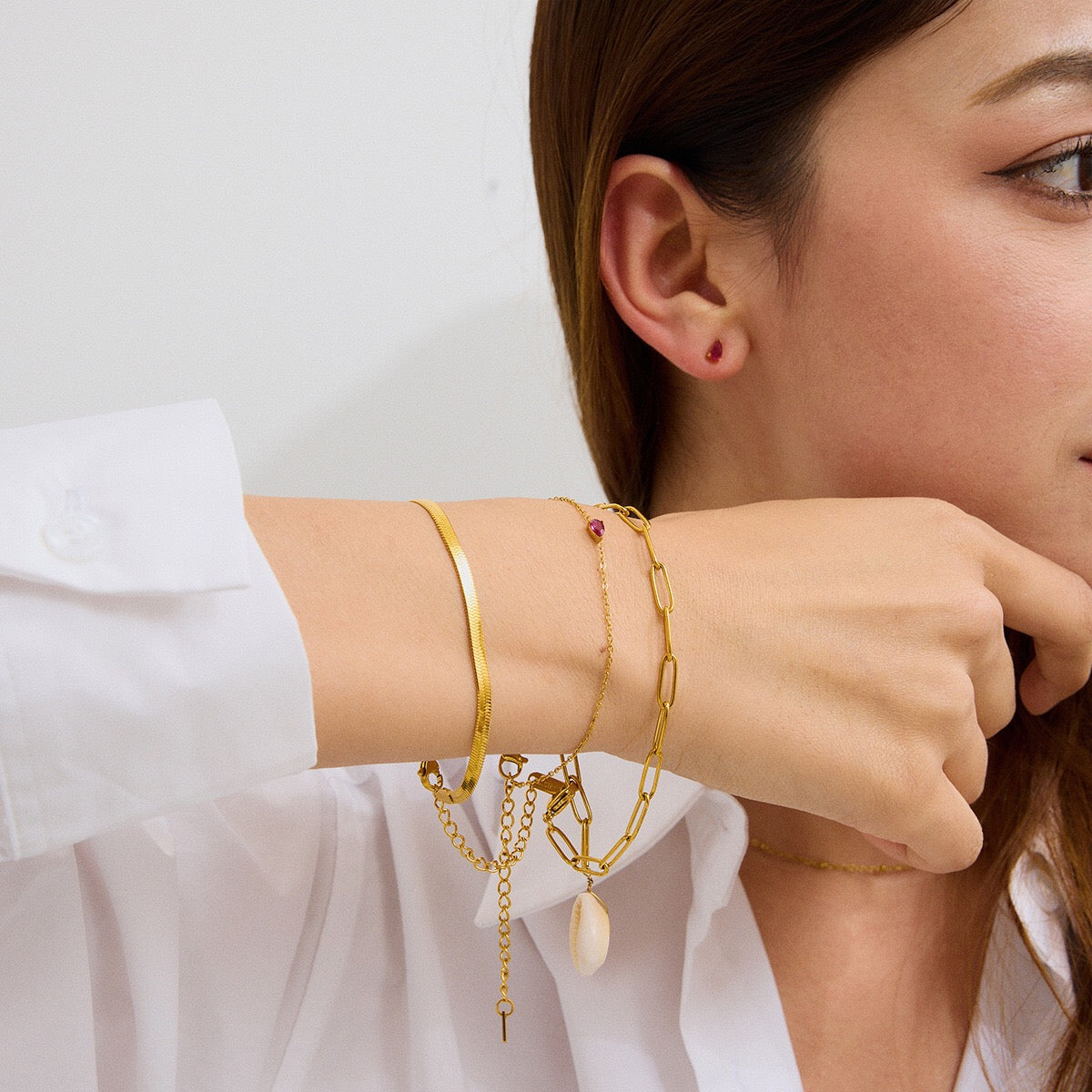 18K Gold Color Birthstone Dainty Chain Bracelet